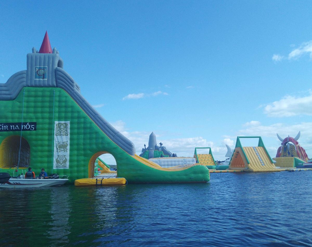 Big slide with water floating